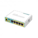 (hEX PoE LITE) RouterBoard, 5 Puertos Fast Ethernet, 4 con PoE Pasivo, 1 Puerto USB