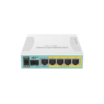 (hEX PoE) Routerboard 5 puertos Gigabit Ethernet PoE 802.3at, 1 Puerto USB
