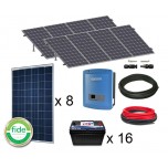 Kit de 8 Paneles Solares 270 Watts policristalino + 16 baterias 110 A + inversor 2000W onda sinusoidal