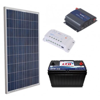 Kit Panel Solar 150 Watts + 1 Bateria 115 Ah + Inv 450 + Ctrl