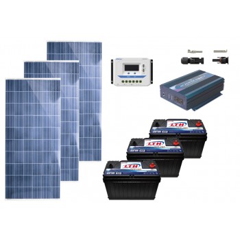 Solucion Autonoma 3 Paneles Solares 150 Watts + 3 Baterias 110 Ah + Controlador de carga solar on PWM, 40 A + Inversor de Corriente Onda Modificada (CD-CA), 1250 Watt. 