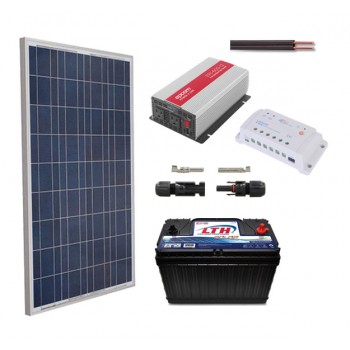 Kit Panel Solar De 150 Watts + Bateria 110 A + Inversor 600 Watt